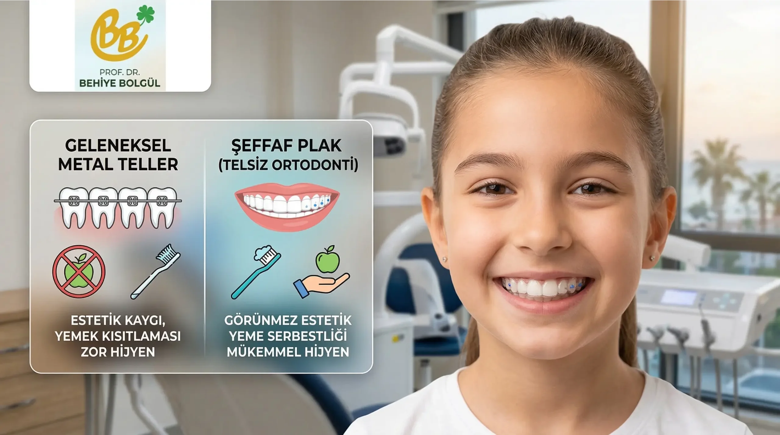 A modern and aesthetic alternative to dental braces in Antalya: Clear Aligner treatment for children. - Antalya'da diş tellerine modern ve estetik bir alternatif: Çocuklar için Şeffaf Plak Tedavisi. - Современная и эстетичная альтернатива брекетам в Анталье: детское лечение элайнерами.